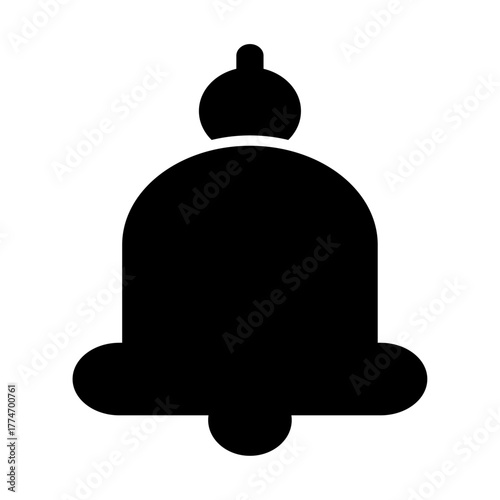 Alert system vector: bold black notification bell icon for app interface and web alerts.