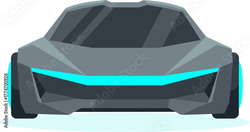 Modern Futuristic Car Front View Flat Design Illustration Graphic