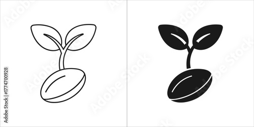 Seedling icon, growth and development concept