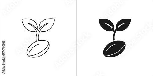 Seedling icon, plant growth symbol in line style