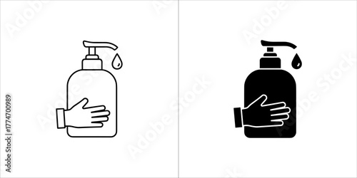 Hand sanitizer icon for washing hands concept