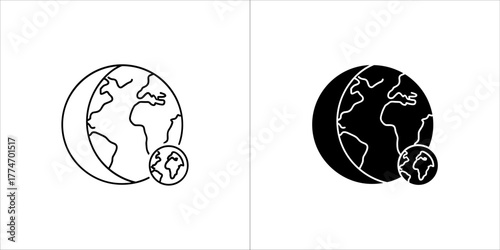 Earth outline and silhouette for design