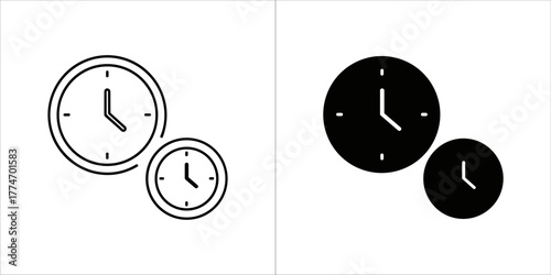 Clock icon, black and white version