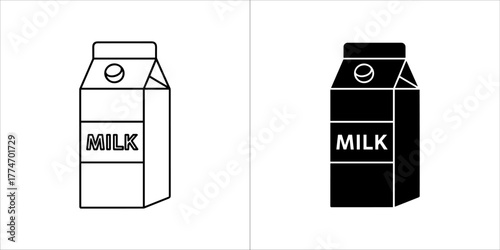 Milk carton icon, dairy product container symbol
