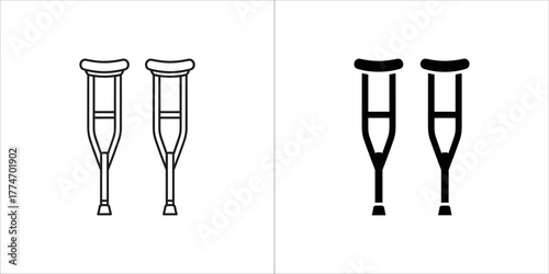 Crutches in outline and glyph style