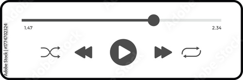 Music player icon set. Playback Interface Symbols. Audio File Control and Podcast Player sign