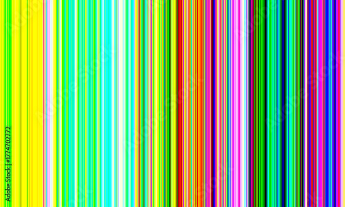 Colorful vertical lines of varying widths fill the scene, creating a lively atmosphere. The background features a soft gradient and a subtle graininess, adding depth to the composition