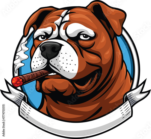 BULLDOG ENJOYING THE CIGARETTE  LOGO