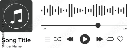 Music player icon set. Playback Interface Symbols. Audio File Control and Podcast Player sign