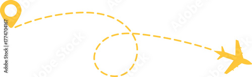 Airplane Route and Flight Path Icon Set. Travel Logistics and Destination Tracking Symbols. Journey Planning symbol. airplane flight route dotted line