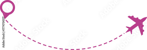 Airplane Route and Flight Path Icon Set. Travel Logistics and Destination Tracking Symbols. Journey Planning symbol. airplane flight route dotted line