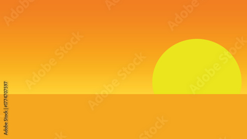 Illustration of a sunset in the desert region of Texas, Mexico.