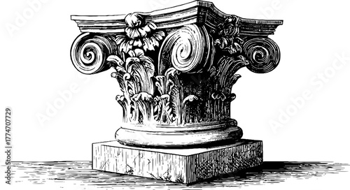 Ornate marble sculpture fragment with intricate carvings and classical design for artistic projects