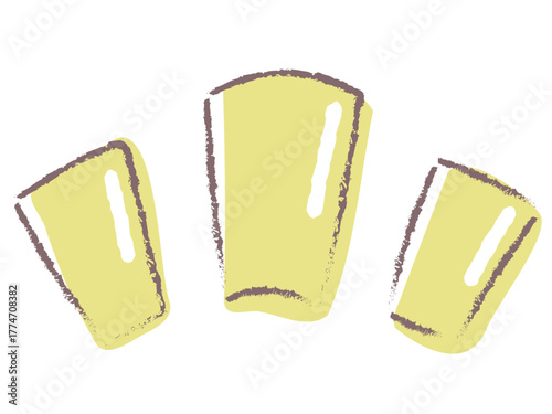 黄色の手描き装飾マーク（ちょんちょん）