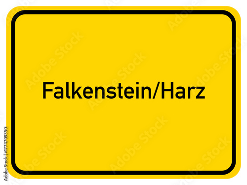 Illustration of a city exit sign for the city of Falkenstein/Harz