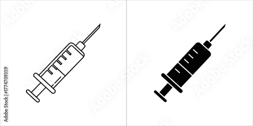 Syringe icon in outline and solid style