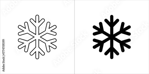 Two snowflake icons, one in outline and one in solid