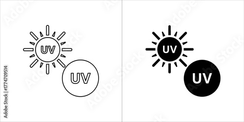 Uv icon set, black and white vector illustration