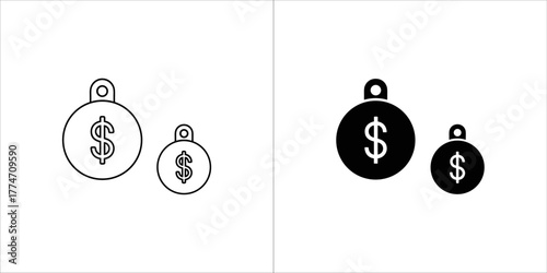 Two coins with dollar sign, money and finance concept