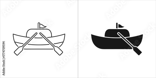 Boat icon in black and white, representing water transport