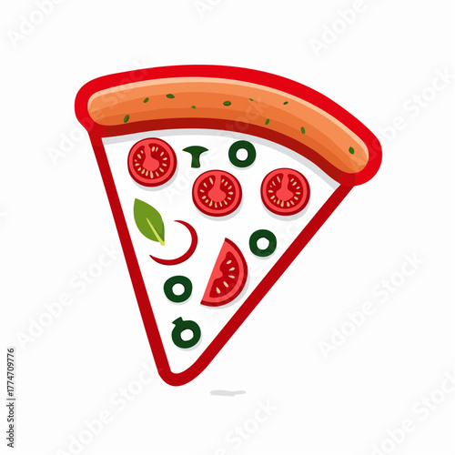 Pizza slice illustration fresh ingredients and minimalist design