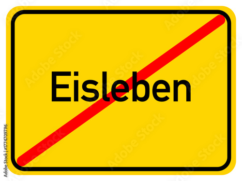Illustration of a city exit sign for the city of Eisleben