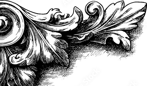 Vintage decorative frame border with intertwined acanthus leaves and curls for design