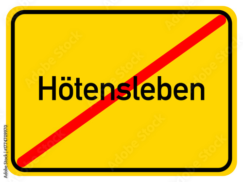 Illustration of a city exit sign for the city of Hötensleben