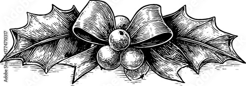 Vintage holiday decorative divider with mistletoe for festive design