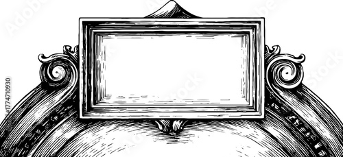 Ornamental octagonal frame design with engraved lines and decorative corners for vintage labels and retro art