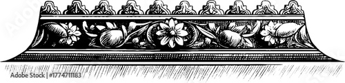 Vintage ornamental border pattern with geometric and floral design for decorative projects