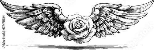 Vintage ornamental divider design with central rosette and winged details for elegant decor