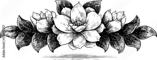 Elegant ornamental floral swirl with central bloom for vintage decor and design