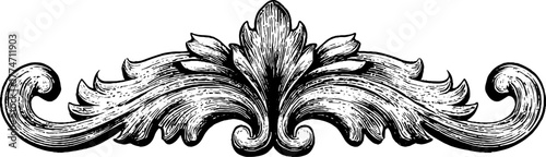 Ornamental horizontal banner with symmetrical scrolls for elegant design