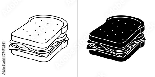 Sandwich icon in black and white