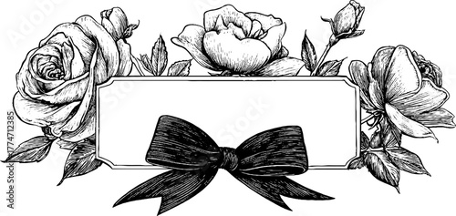 Ornamental thank you card frame with delicate floral engraving for elegant invitations