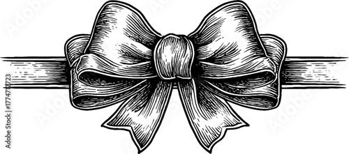 Ornate ribbon frame with central bow for decorative designs and invitations