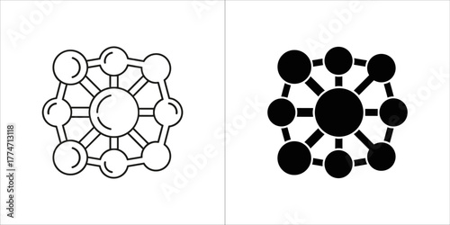 Molecule icon in outline and glyph style