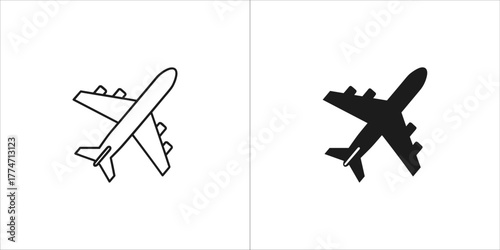 Airplane icon in outline and glyph style