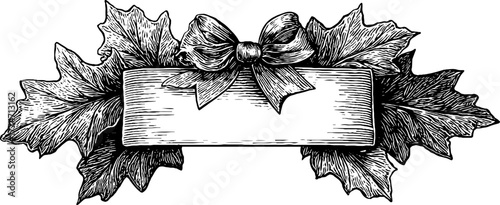 Vintage acanthus leaf border with bow design for cards and posters