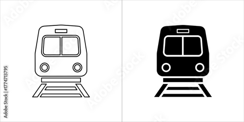 Train icon set, outline and glyph style