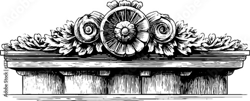 Vintage art deco engraving banners with geometric symmetry for retro design projects