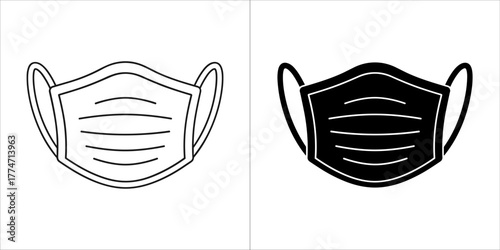 Medical face mask icon set, vector illustration