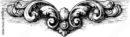 Baroque architectural ornaments set with asymmetrical scrolls for vintage design