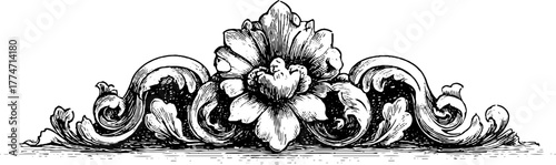 Baroque repeating patterns with scroll foliage and shell curves for decorative design