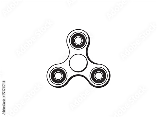 Fidget spinner in black and white minimal design illustration