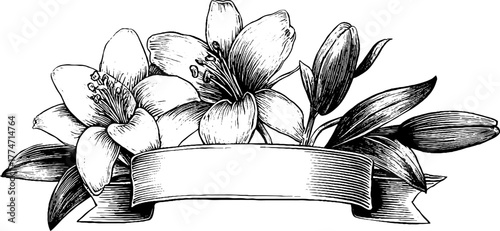 Vintage floral invitation design with engraving style for decorative projects