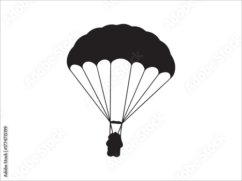 Parachute Silhouette Icon Illustration for Extreme Sports and Adventure Seekers