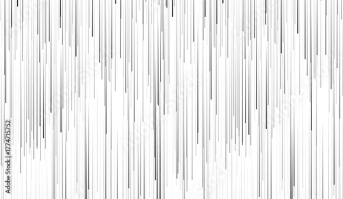 Line pattern. Vertical straight background. Black abstract texture with parallel lines from thick to thin. Vertical straight stripes. 