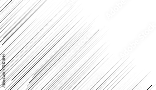 Black radial comics style lines isolated on white background. speed abstract. Vector illustration. 
